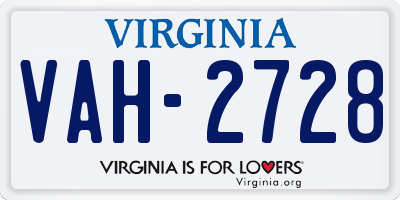 VA license plate VAH2728