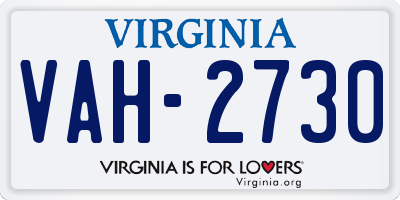 VA license plate VAH2730