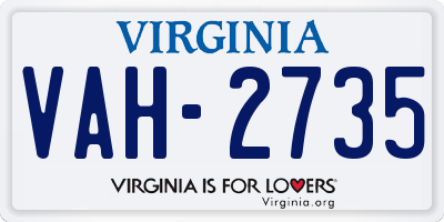 VA license plate VAH2735
