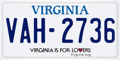VA license plate VAH2736