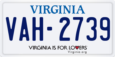 VA license plate VAH2739