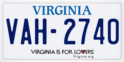 VA license plate VAH2740