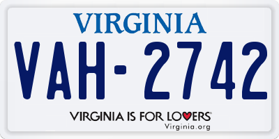 VA license plate VAH2742