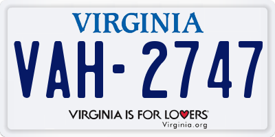 VA license plate VAH2747