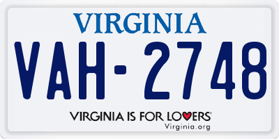 VA license plate VAH2748