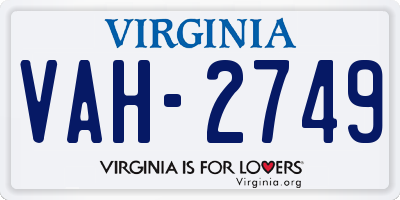 VA license plate VAH2749
