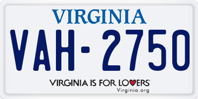 VA license plate VAH2750