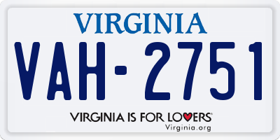 VA license plate VAH2751