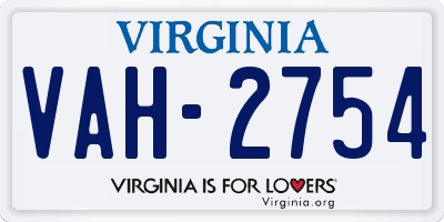 VA license plate VAH2754
