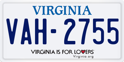 VA license plate VAH2755