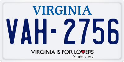 VA license plate VAH2756