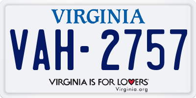 VA license plate VAH2757