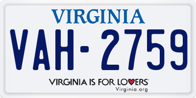 VA license plate VAH2759