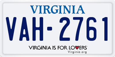 VA license plate VAH2761