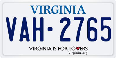 VA license plate VAH2765