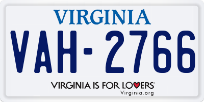 VA license plate VAH2766