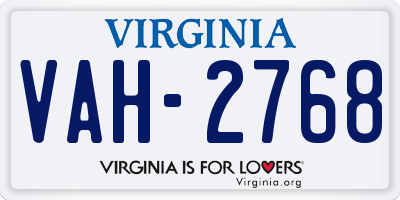 VA license plate VAH2768