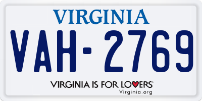 VA license plate VAH2769