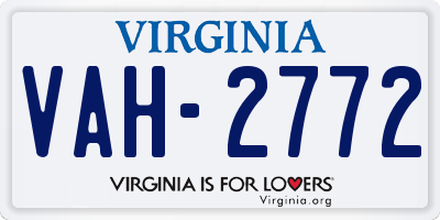 VA license plate VAH2772