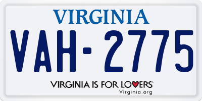 VA license plate VAH2775