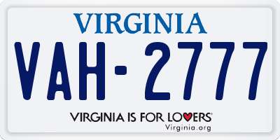 VA license plate VAH2777