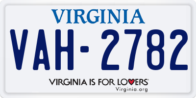 VA license plate VAH2782