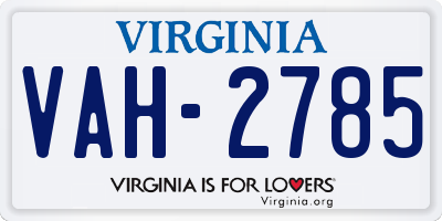 VA license plate VAH2785