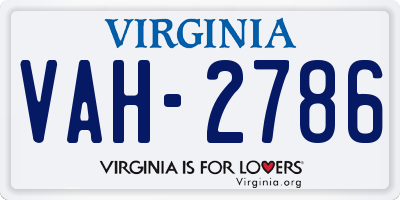 VA license plate VAH2786