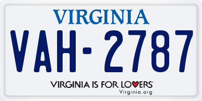 VA license plate VAH2787
