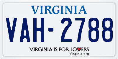 VA license plate VAH2788