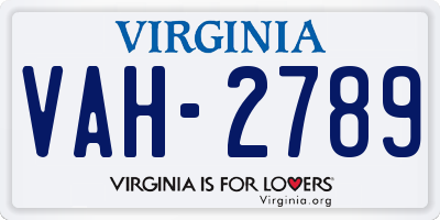 VA license plate VAH2789