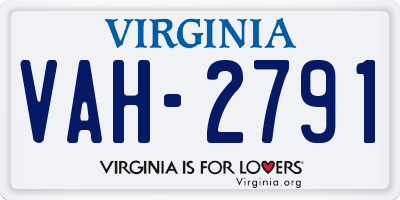 VA license plate VAH2791
