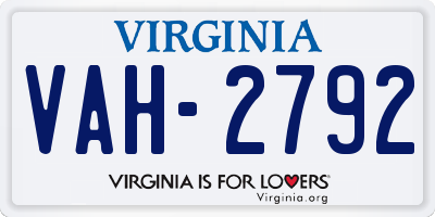 VA license plate VAH2792