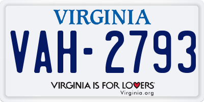 VA license plate VAH2793