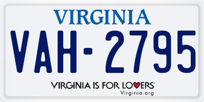 VA license plate VAH2795
