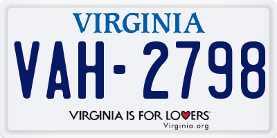 VA license plate VAH2798