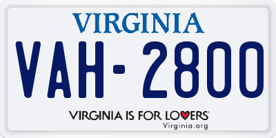 VA license plate VAH2800