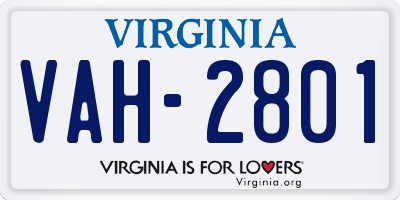 VA license plate VAH2801