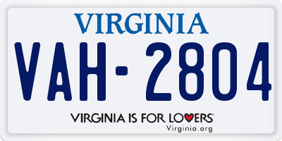 VA license plate VAH2804