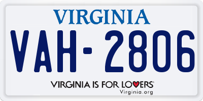 VA license plate VAH2806