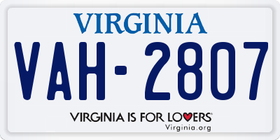 VA license plate VAH2807