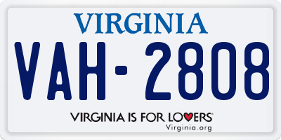 VA license plate VAH2808