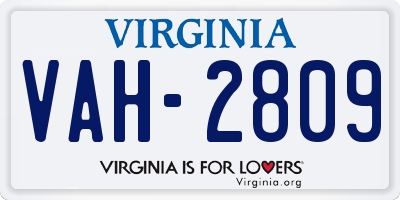 VA license plate VAH2809