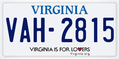 VA license plate VAH2815