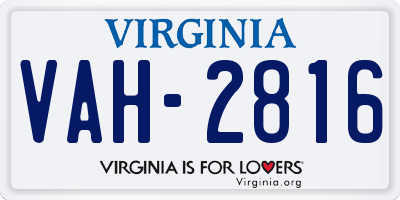 VA license plate VAH2816