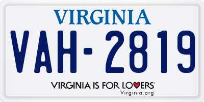 VA license plate VAH2819