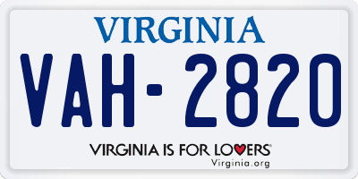 VA license plate VAH2820