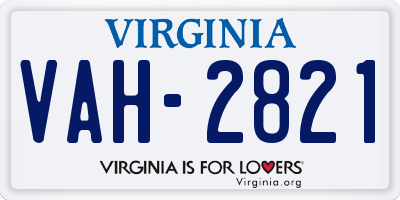 VA license plate VAH2821