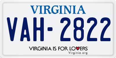 VA license plate VAH2822