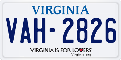 VA license plate VAH2826